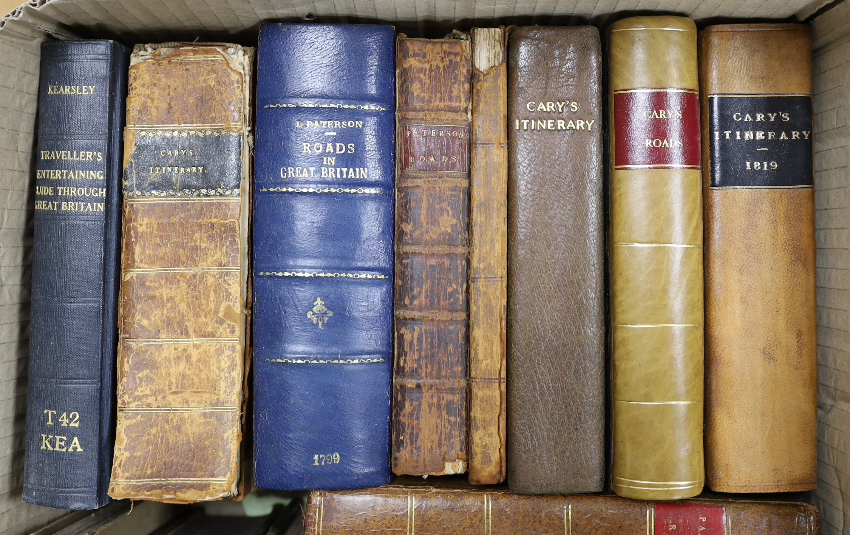 Paterson's Roads...18th edition....(with) an entirely new set of maps, by Edward Mogg. folded general map (on linen) and 8 others (folded), newly rebound red half calf and marbled boards, gilt decorated and panelled spin
